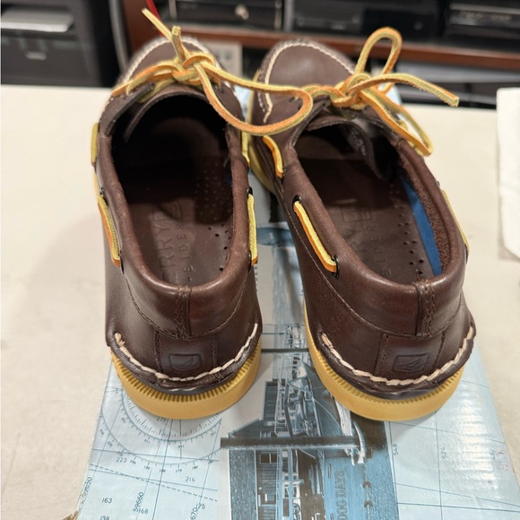 Sperry Men's Dark Brown Leather Boat Shoes Size 9.5 New - Picture 4 of 7